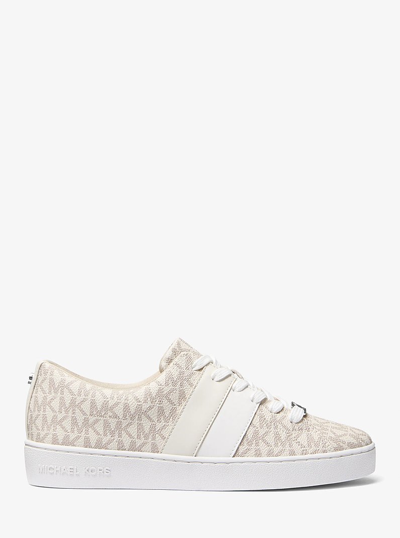 Keaton Striped Signature Logo Sneaker in CREAM | Michael Kors