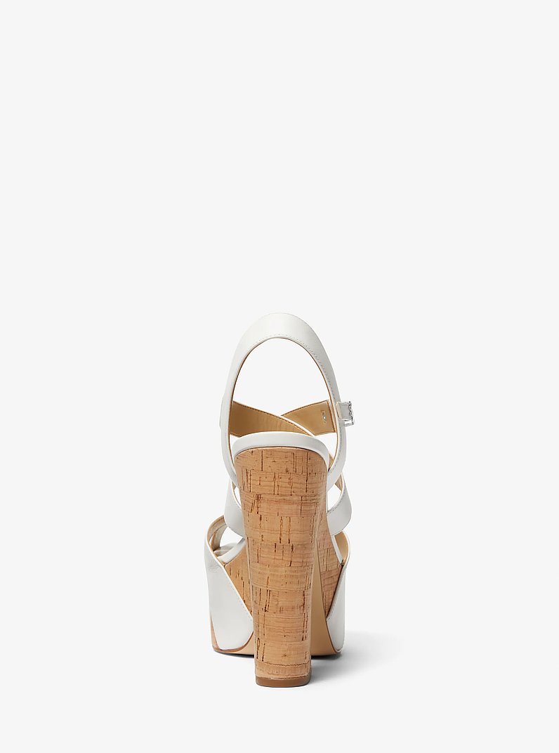 Suki Leather Platform Sandal in OPTIC WHITE | Michael Kors