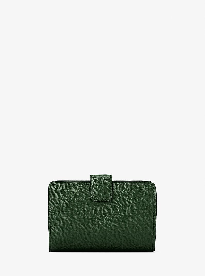 Jet Set Travel Medium Saffiano Leather Wallet in AMAZON GREEN | Michael Kors