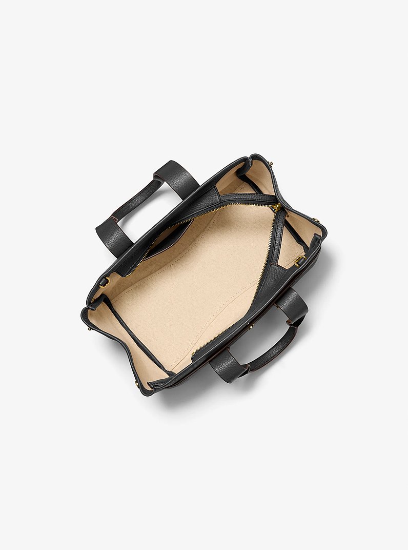 Romee Small Pebbled Leather Satchel in BLACK | Michael Kors