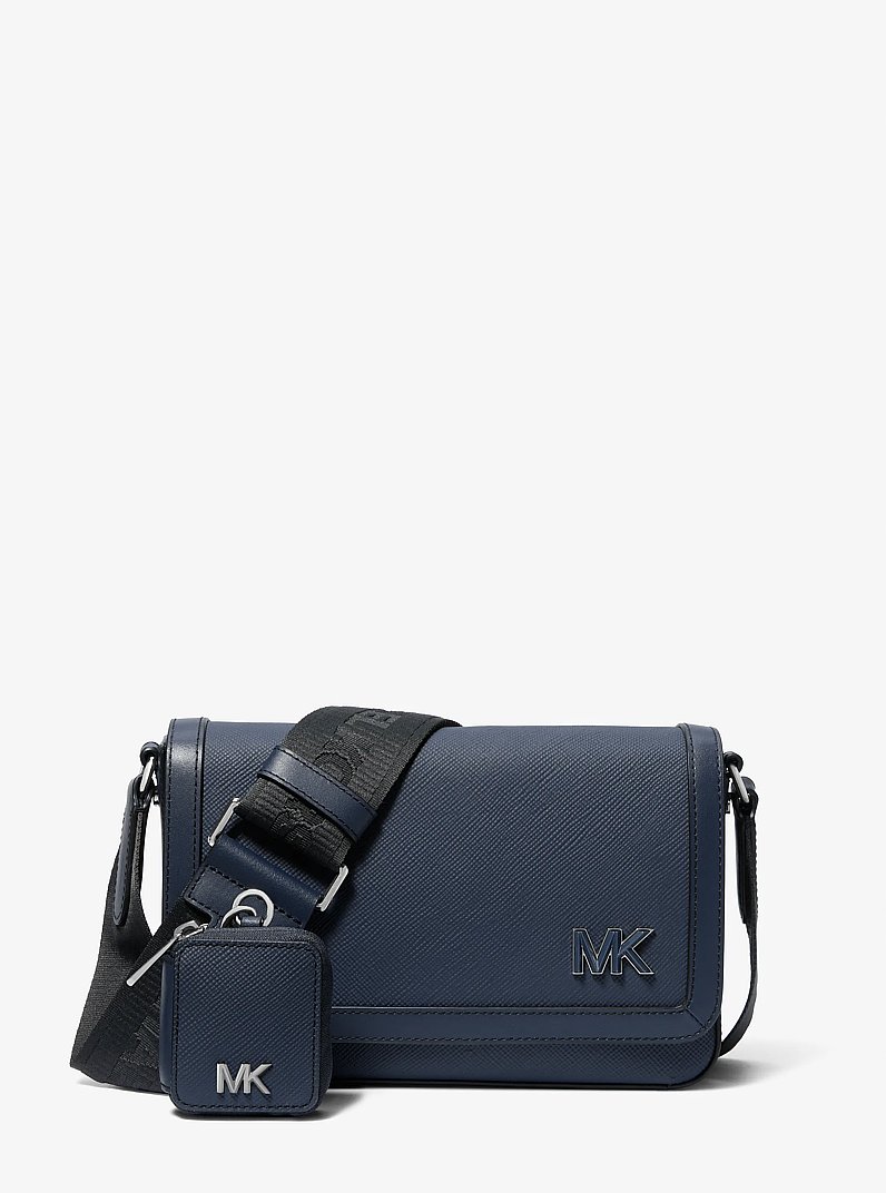 Borsa a tracolla Edison mini in pelle a grana incrociata con pochette in NAVY | Michael Kors