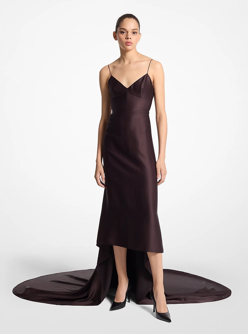Satin Charmeuse Slip Gown in CHOCOLATE | Michael Kors