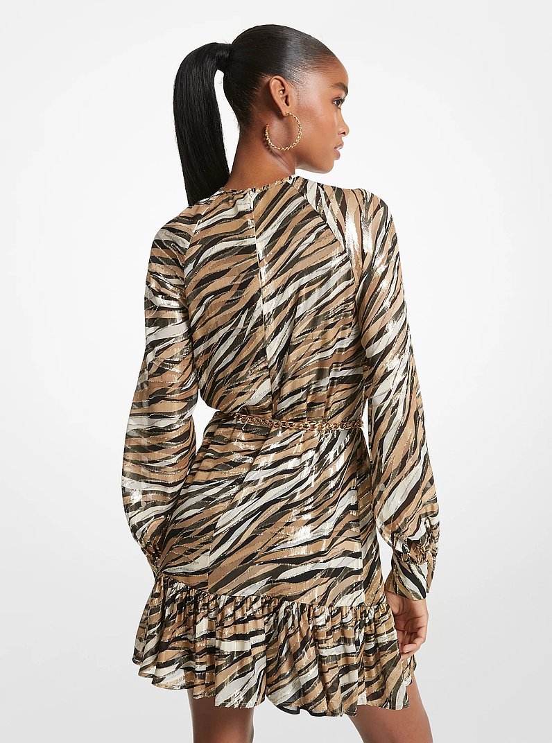 Zebra Fil Coup&eacute; Belted Mini Dress