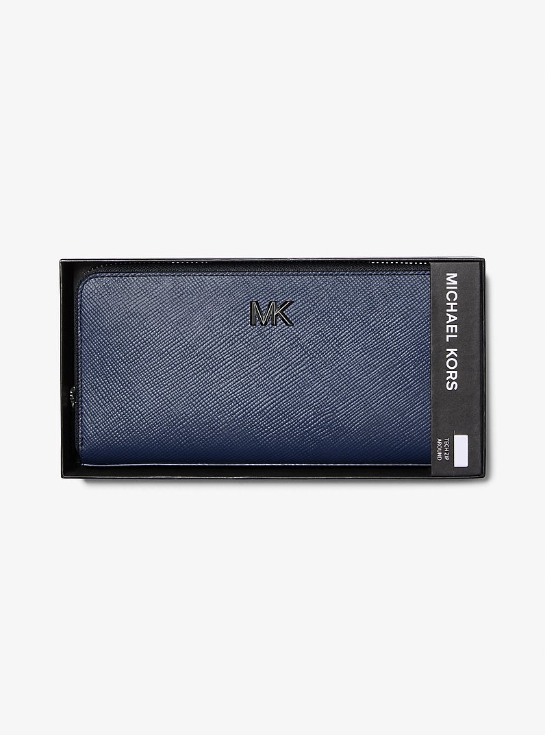 Portafoglio Edison in pelle zip-around in NAVY | Michael Kors