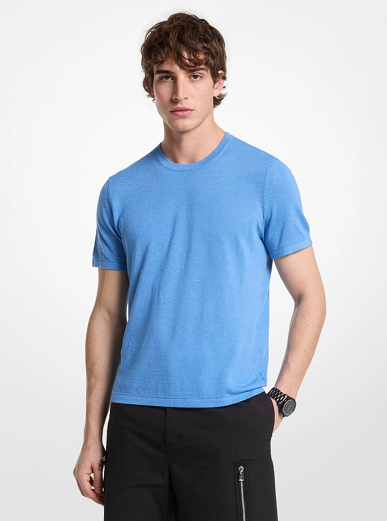 Linen and Cotton T-Shirt in SOUTH PACIFIC | Michael Kors