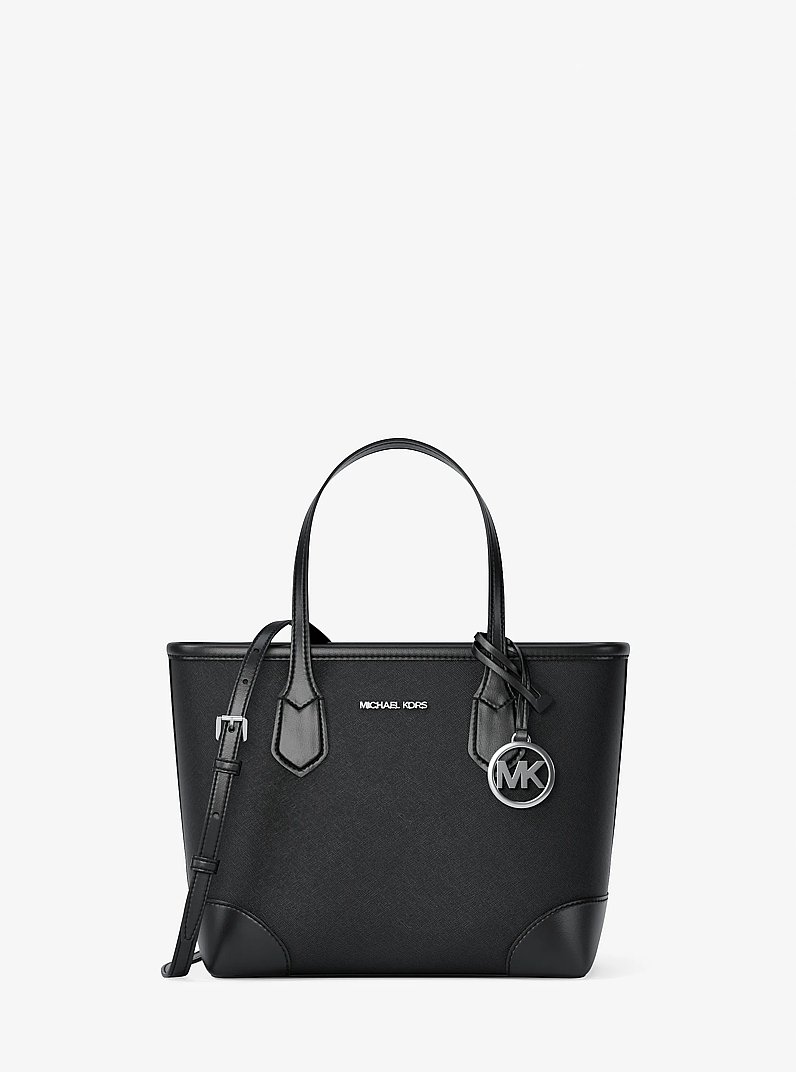 Tr&egrave;s petit sac fourre-tout convertible Eva en cuir Saffiano in NOIR | Michael Kors