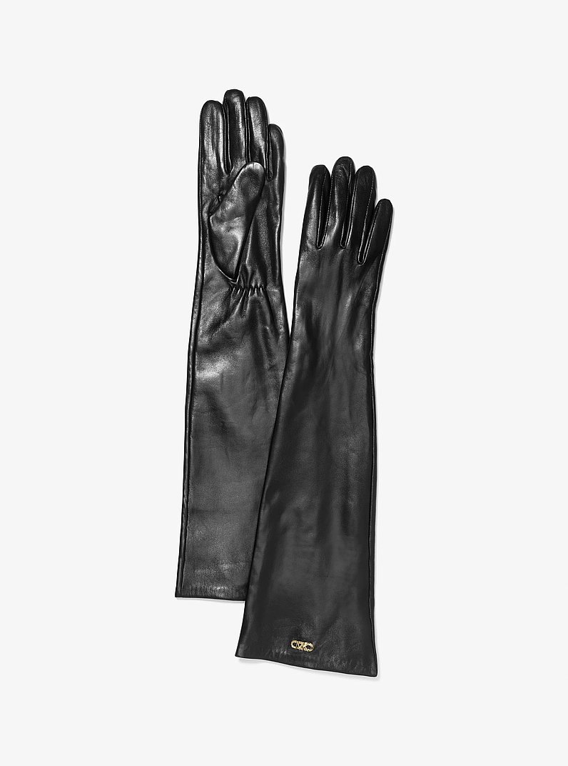 Leather Opera Gloves in BLACK | Michael Kors