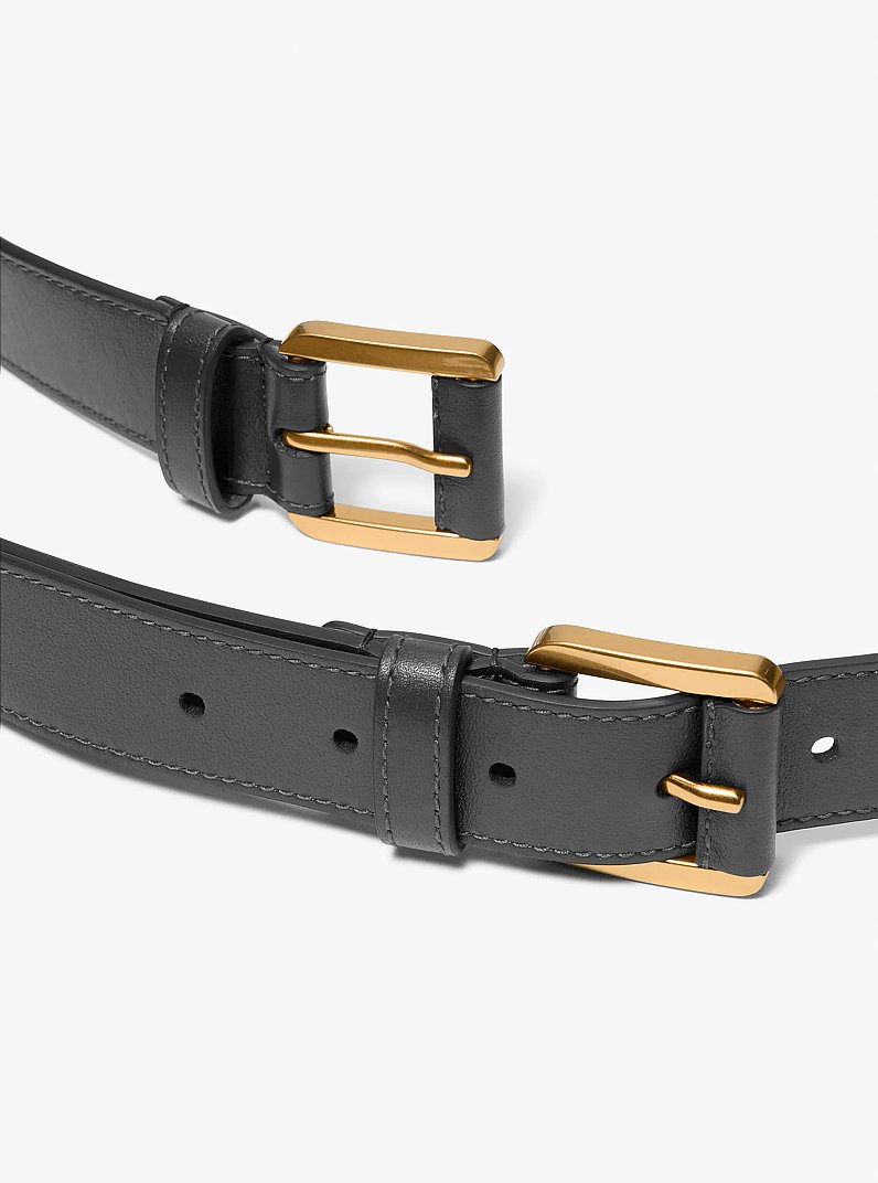 Allegra Leather Double Waist Belt in BLACK | Michael Kors