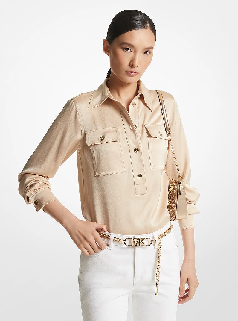 Satin Shirt in BUFF | Michael Kors