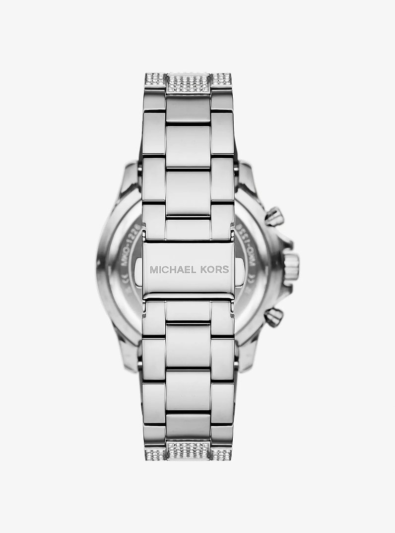 Oversized Everest Pav&eacute; Silver-Tone Watch in SILVER | Michael Kors