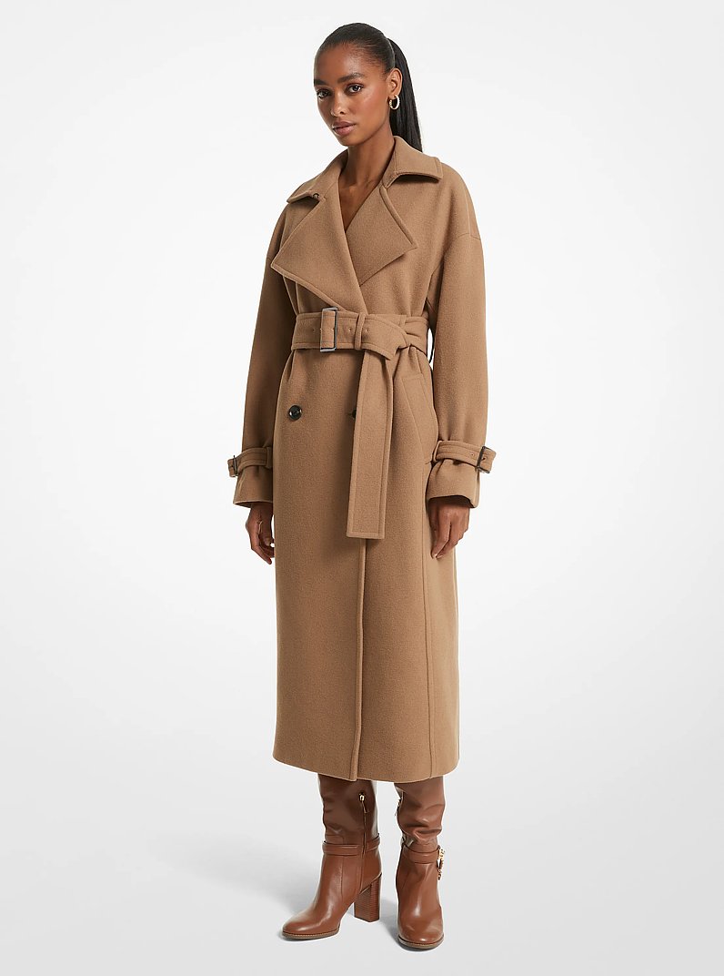 Trenchcoat aus Wollmischgewebe in DUNKLES KAMELBRAUN | Michael Kors