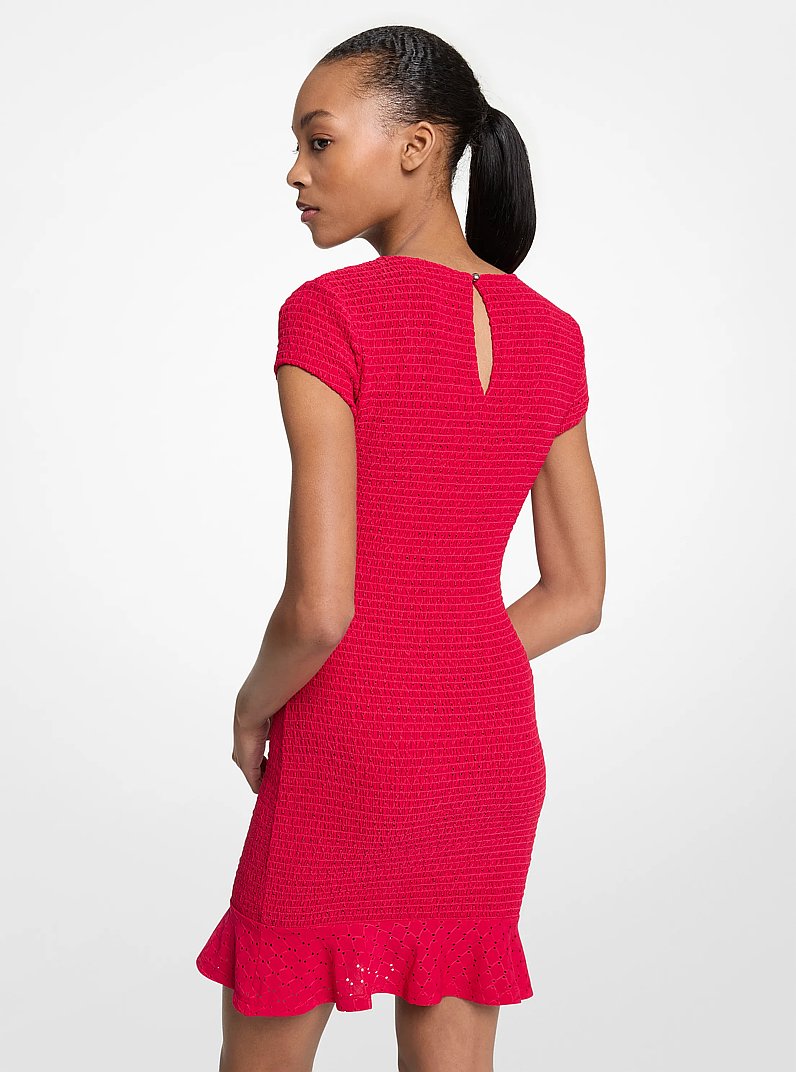 Smocked Knit Mini Dress in DARKRASPBERRY | Michael Kors