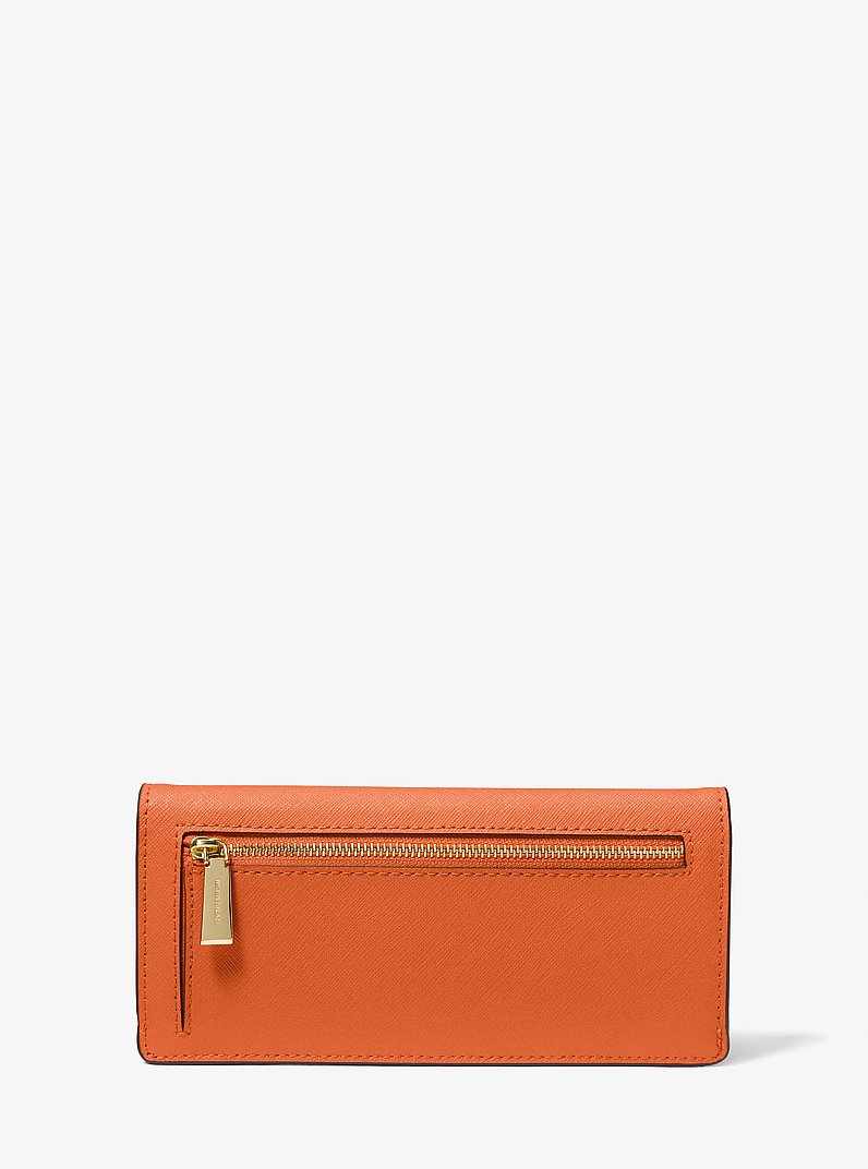 Jet Set Large Saffiano Leather Snap-Front Wallet in ORANGE PUNCH | Michael Kors