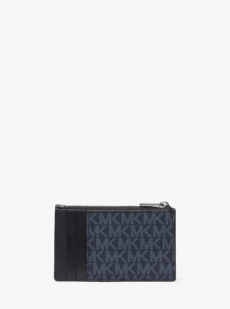 Cooper Slim Signature Logo Zip Wallet in ADMRL/PLBLUE | Michael Kors