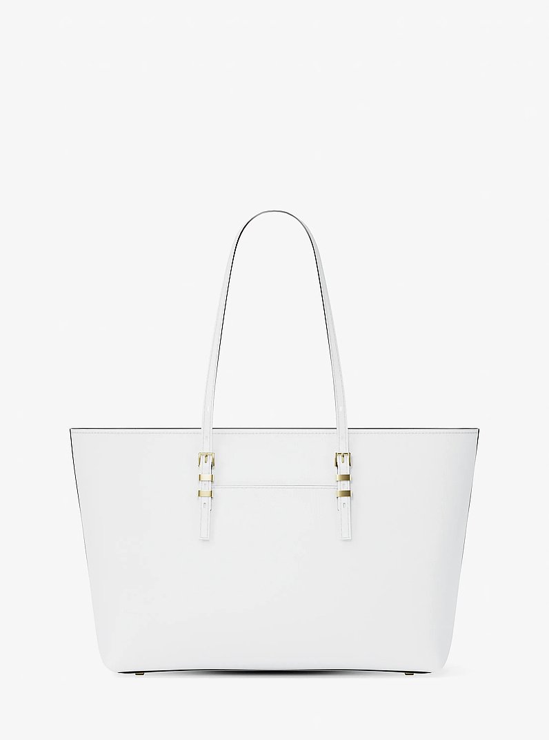 Quinn Large Pebbled Leather Tote Bag in OPTIC WHITE | Michael Kors
