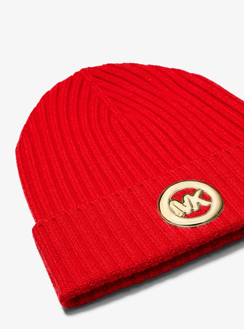 Ribbed Wool Beanie in CRIMSON | Michael Kors