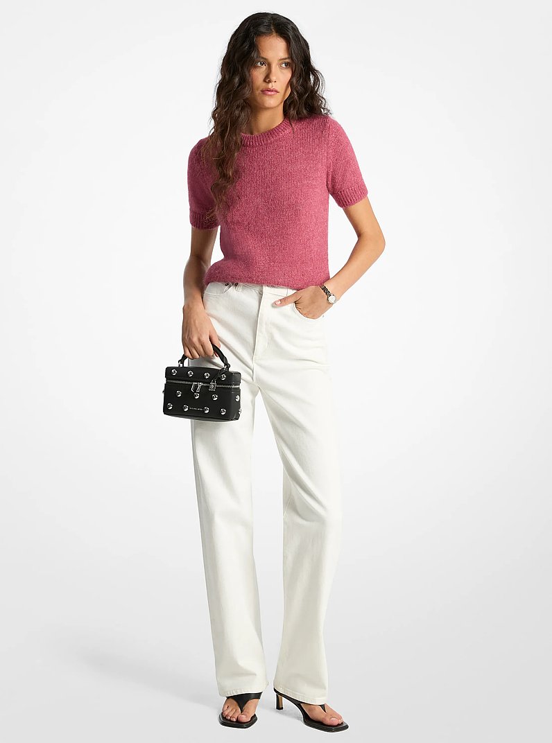 Jersey de mezcla de nailon y alpaca de manga corta in PALORROSA | Michael Kors