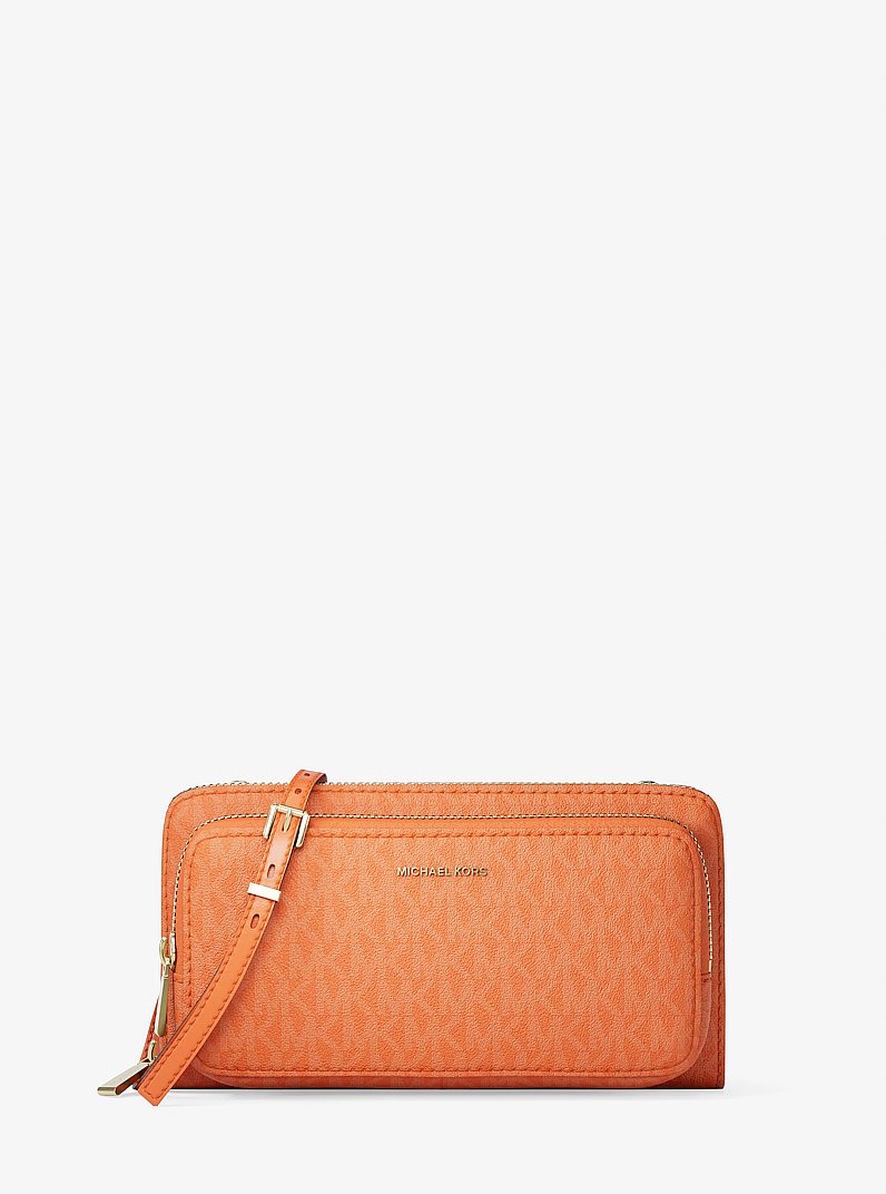 Borsa a tracolla continental Jet Set grande con logo in MIMOSA | Michael Kors