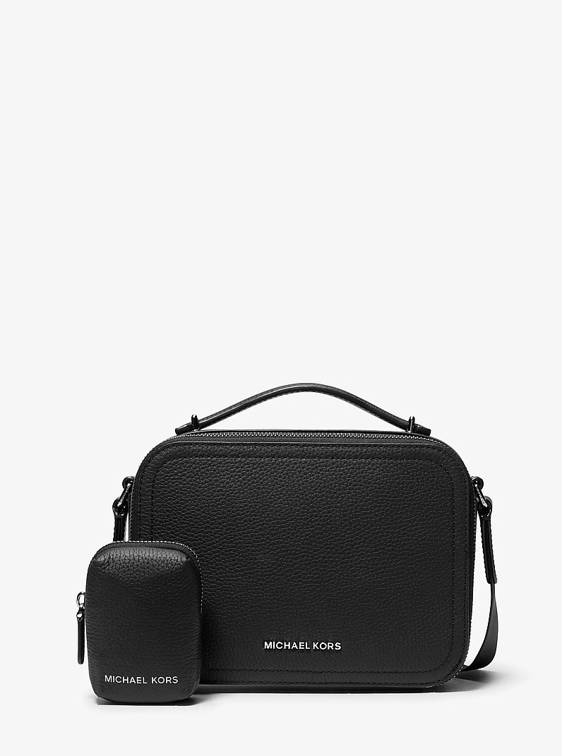 Hudson Pebbled Leather Crossbody Bag in BLACK | Michael Kors