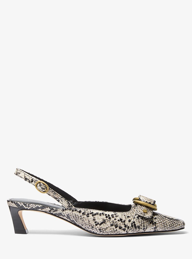 Escarpin &agrave; bride arri&egrave;re Jaden en cuir gaufr&eacute; &agrave; motif de serpent in NATUREL | Michael Kors