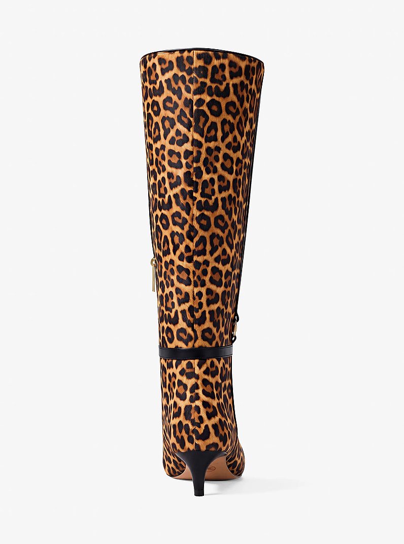 Nalia Leopard Print Calf Hair Kitten Heel Boot in DK CAMEL MLT | Michael Kors