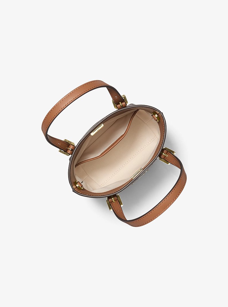 Wandelbarer Shopper Quinn Extra-Small aus Signature-Logostoff und Leder in BRN/EICHELBR | Michael Kors