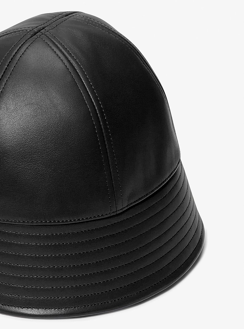 Leather Bucket Hat in BLACK | Michael Kors