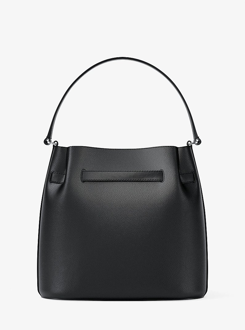 Carson Medium Pebbled Leather Convertible Bucket Crossbody Bag in BLACK | Michael Kors