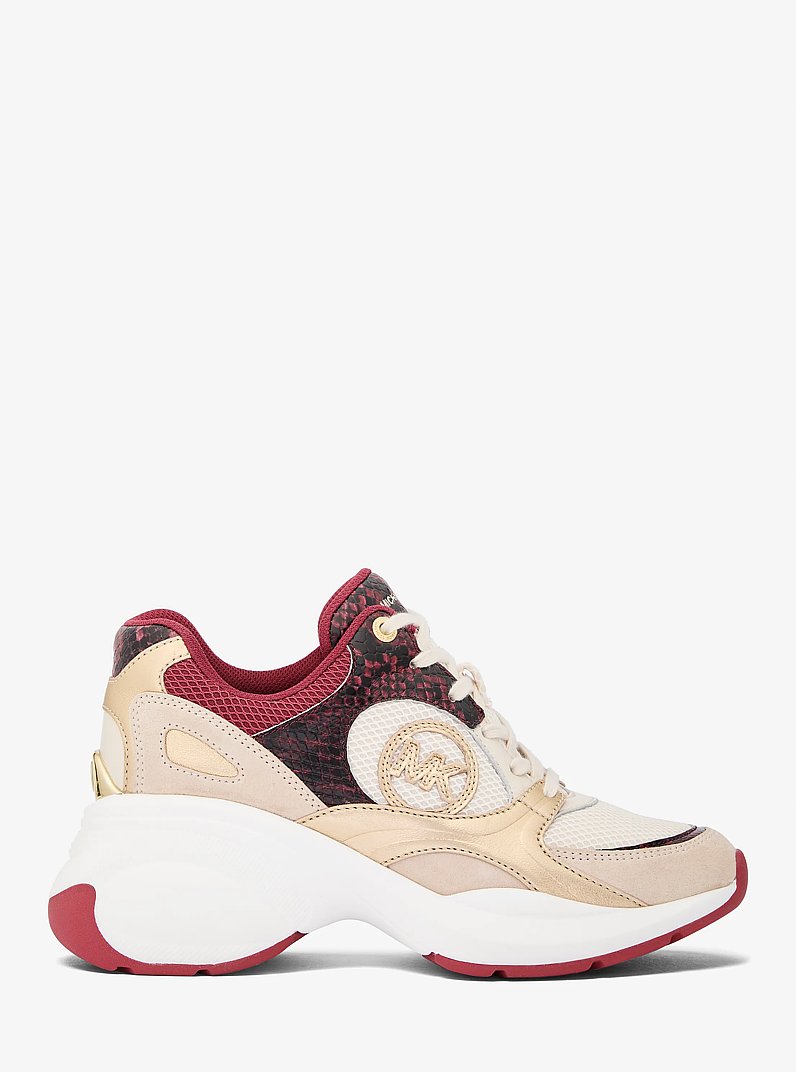 Basket Zuma en cuir effet serpent en relief et maille
