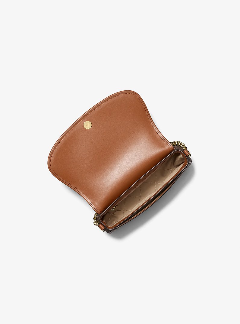 Mila Medium Signature Logo Messenger Bag in BROWN | Michael Kors