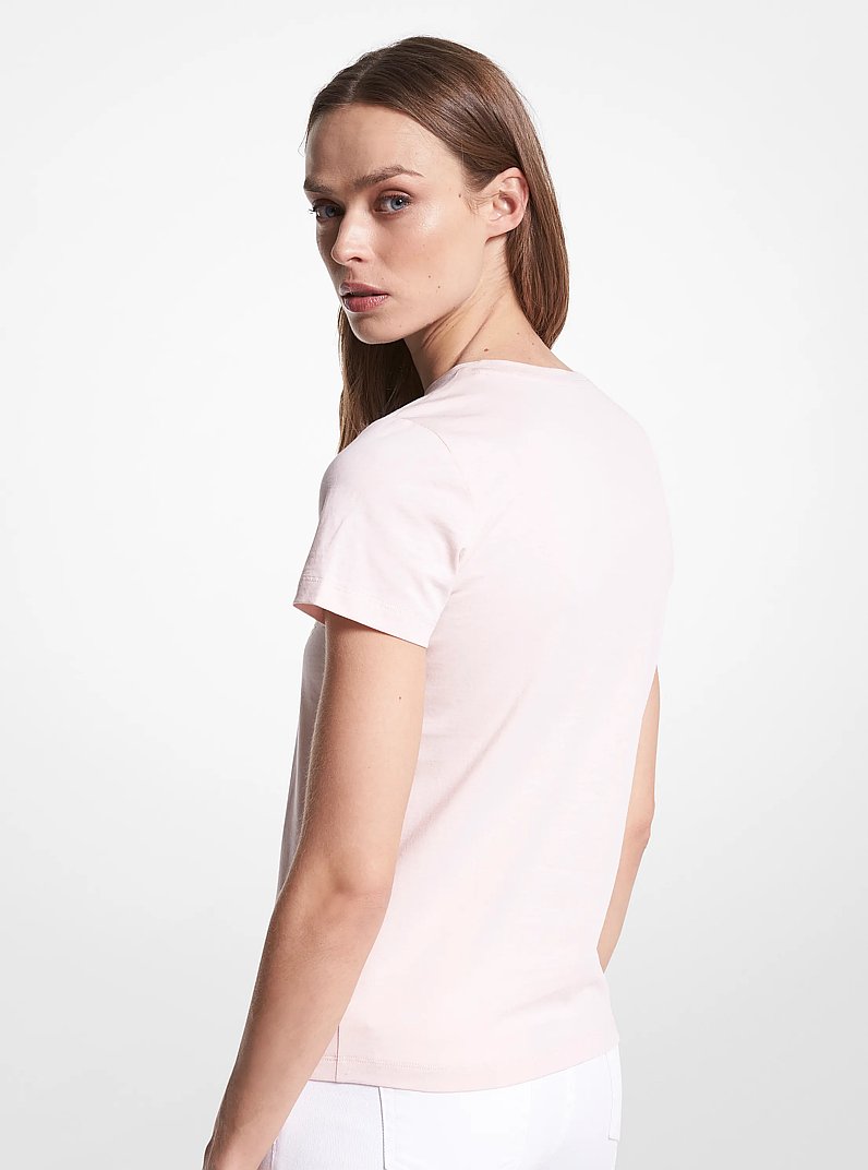 Camiseta de algod&oacute;n org&aacute;nico con estampado de gafas de aviador con logotipo in ROS&Aacute;CEO POLVORIENTO | Michael Kors