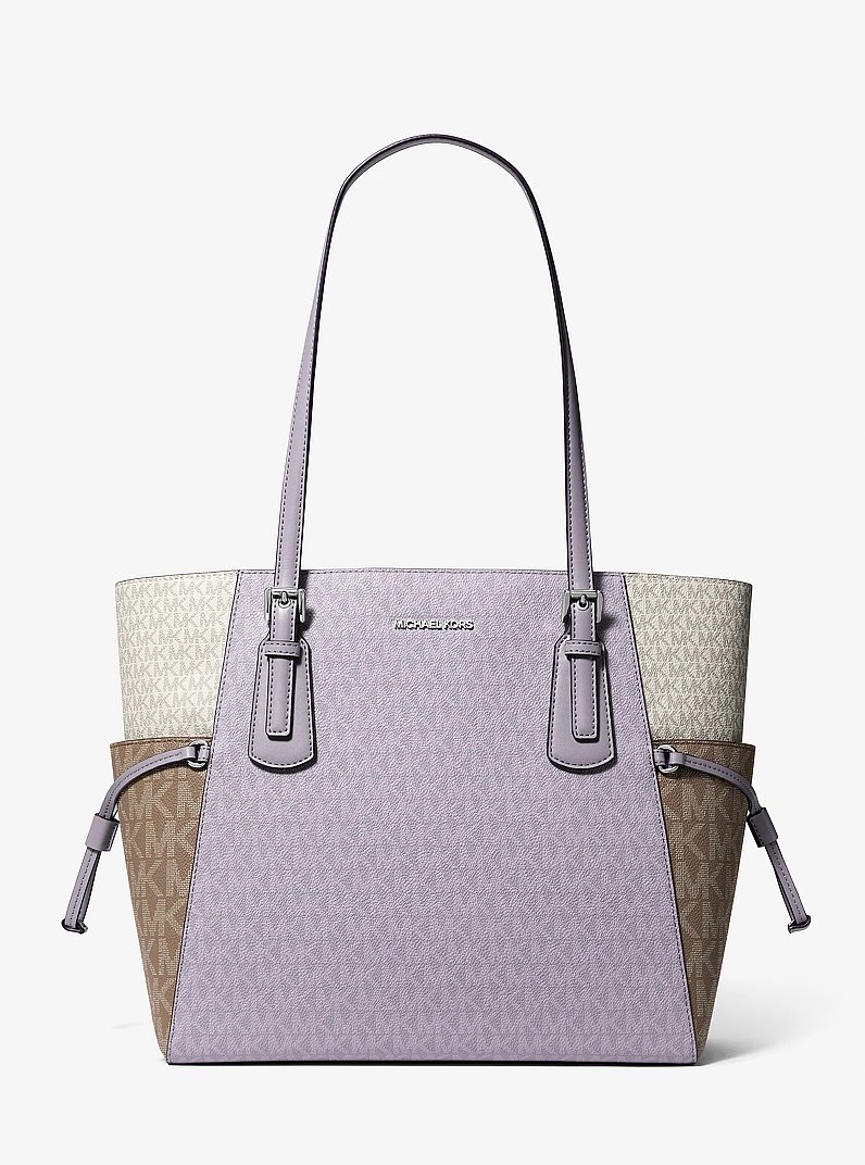 Voyager Large Color-Block Signature Logo Tote Bag in LILAC | Michael Kors