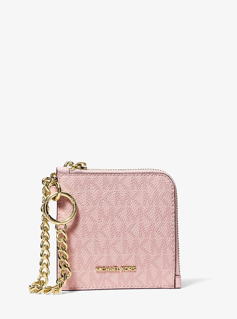 Jet Set Travel Signature Logo Chain Wallet in POWDER BLUSH | Michael Kors