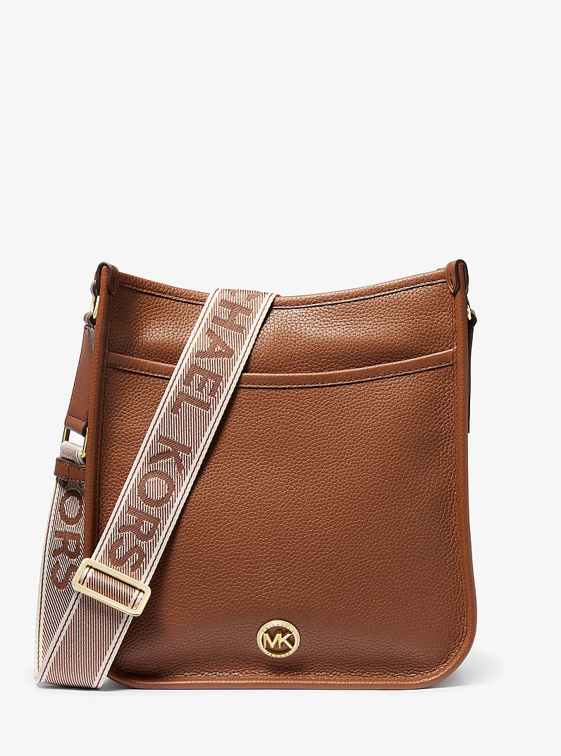 Luisa Large Pebbled Leather Messenger Bag in LUGGAGE | Michael Kors