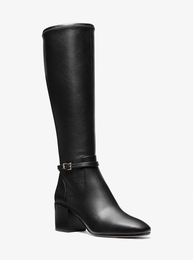Ella Wide Calf Block Heel Boot in BLACK | Michael Kors