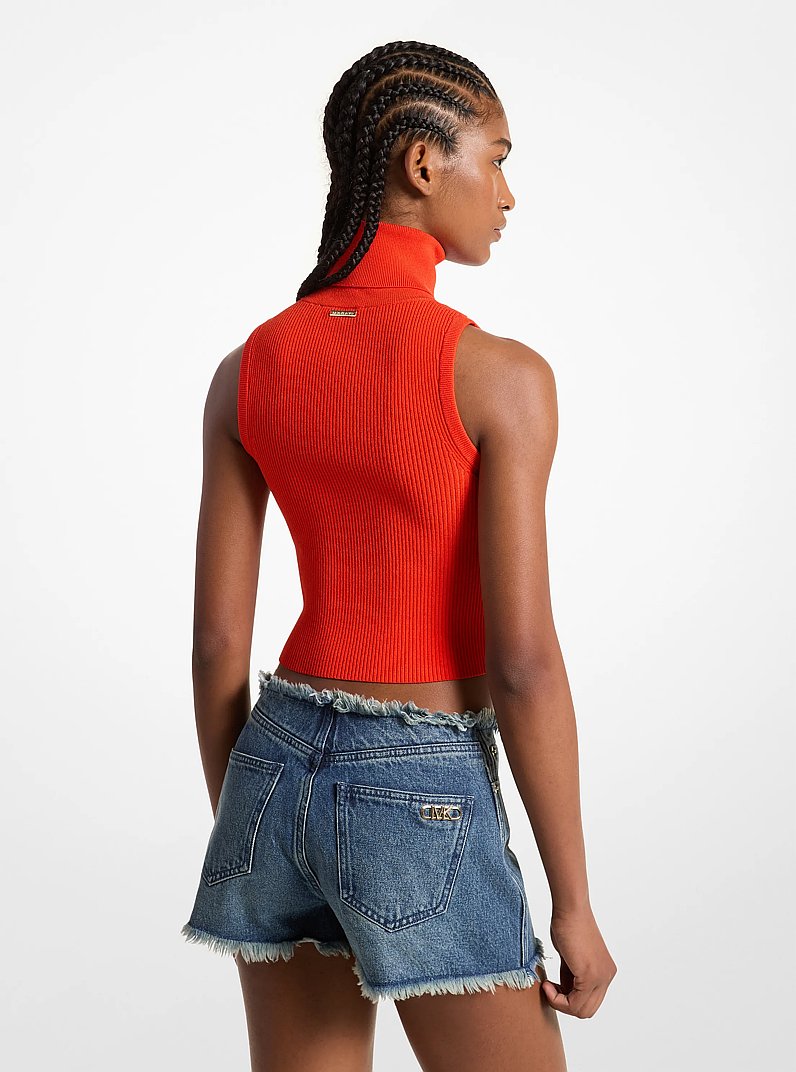 Sleeveless Turtleneck Cropped Top in OPTIC ORANGE | Michael Kors