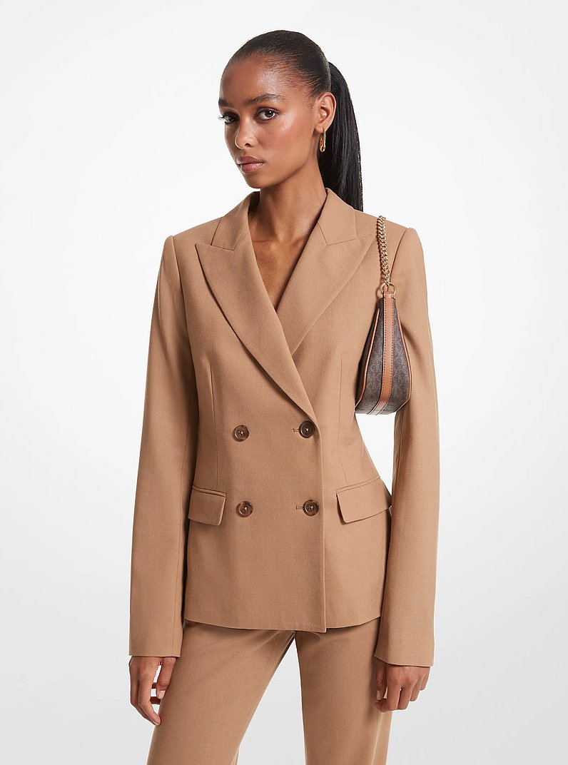 Blazer en laine extensible in CAMEL FONC&Eacute; | Michael Kors
