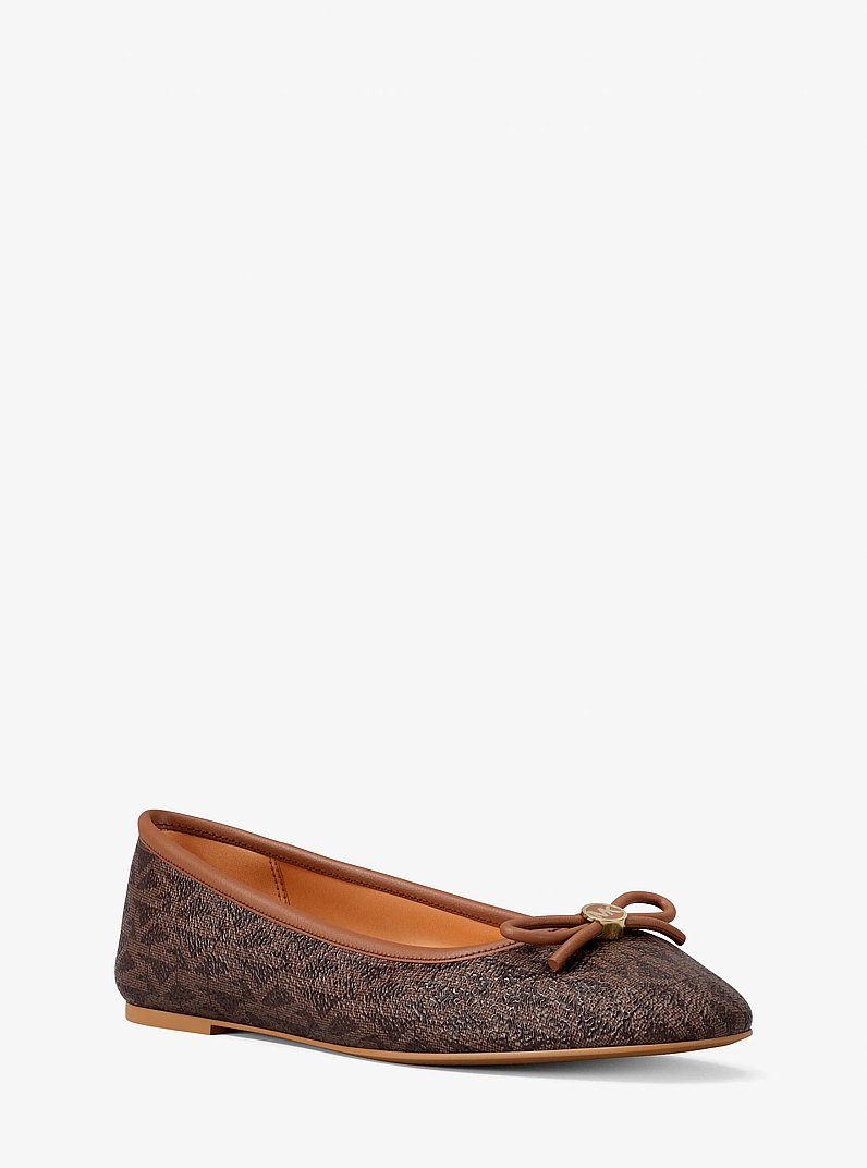 Savannah Signature Logo Ballet Flat in BROWN | Michael Kors