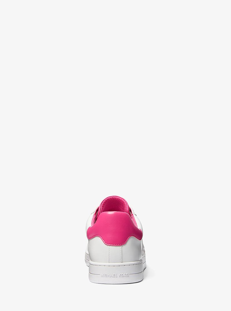 Jacob Logo Embellished Lace-Up Sneaker in DRAGONFRUIT | Michael Kors