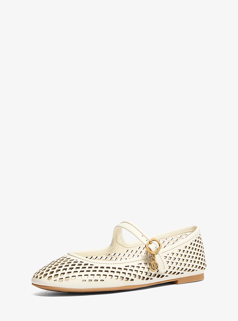 Nellie Flex Laser-Cut Leather Flat in EGGSHELL | Michael Kors