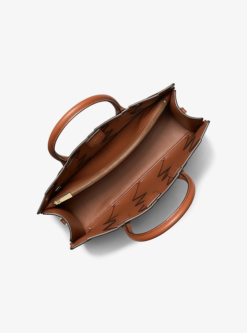 Sac Scarlett de taille moyenne en cuir tress&eacute; in VALISE | Michael Kors