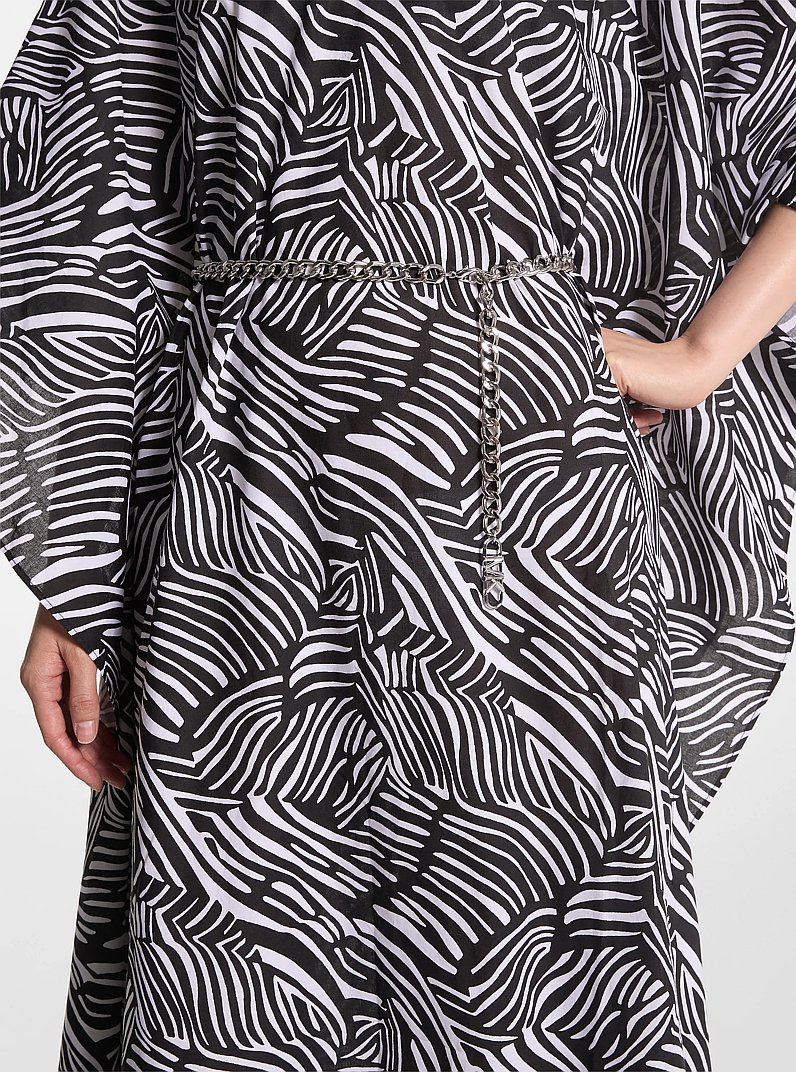 Zebra Organic Cotton Lawn Caftan Dress in BLACK/WHITE - Sale