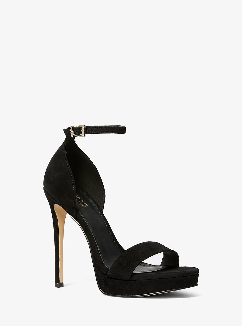 Jordyn Suede Platform Sandal in BLACK | Michael Kors