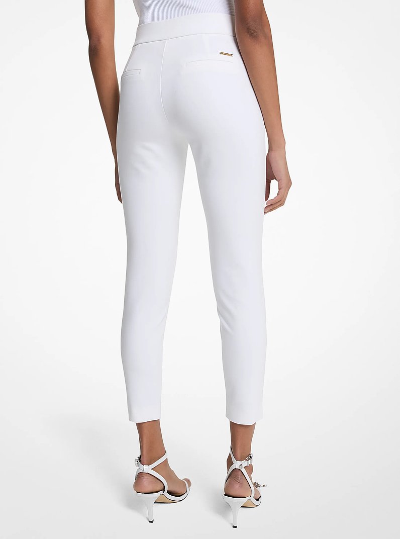 Viscose Blend Zip Pants in WHITE | Michael Kors