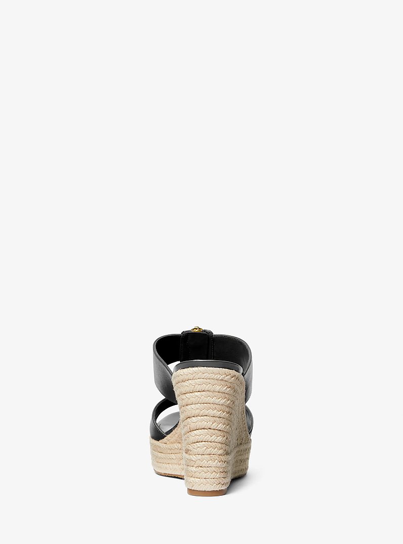 Bradley Leather Wedge Sandal in BLACK | Michael Kors