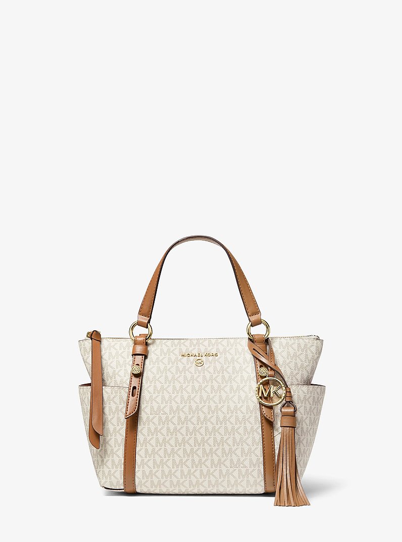 Sullivan Small Logo Top-Zip Tote Bag in VANILLA/SOFT PINK