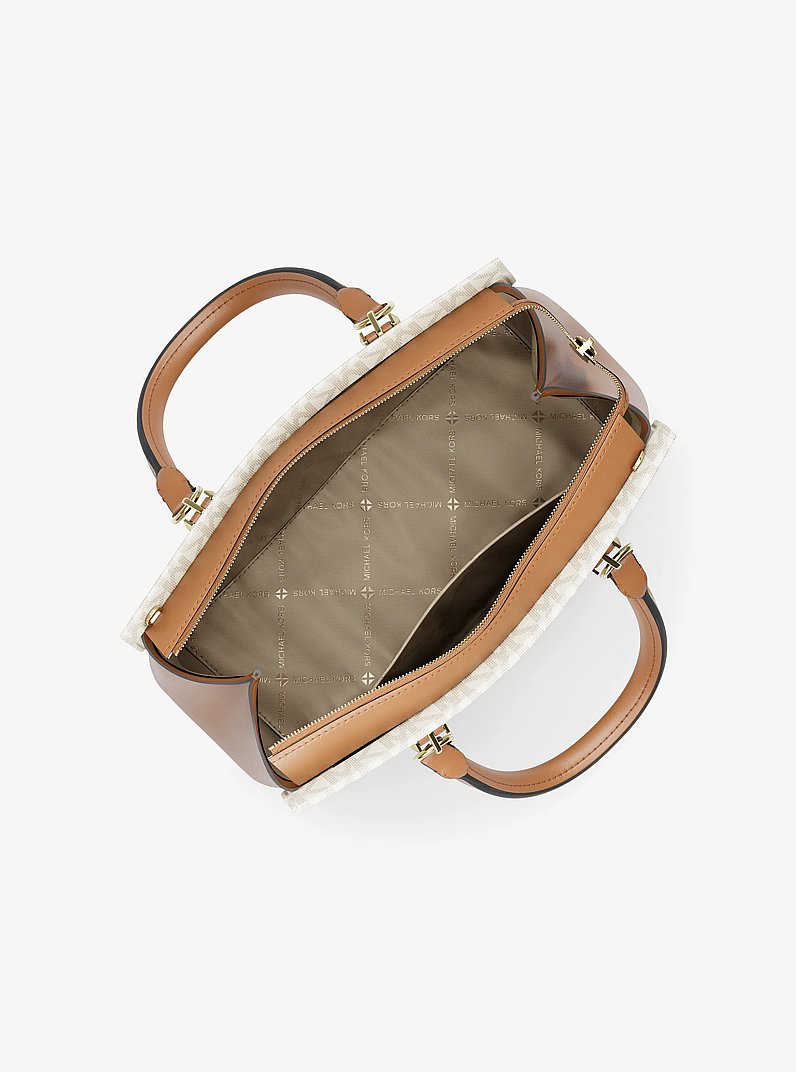 Marilyn Medium Signature Logo Convertible Satchel in VANILLA | Michael Kors