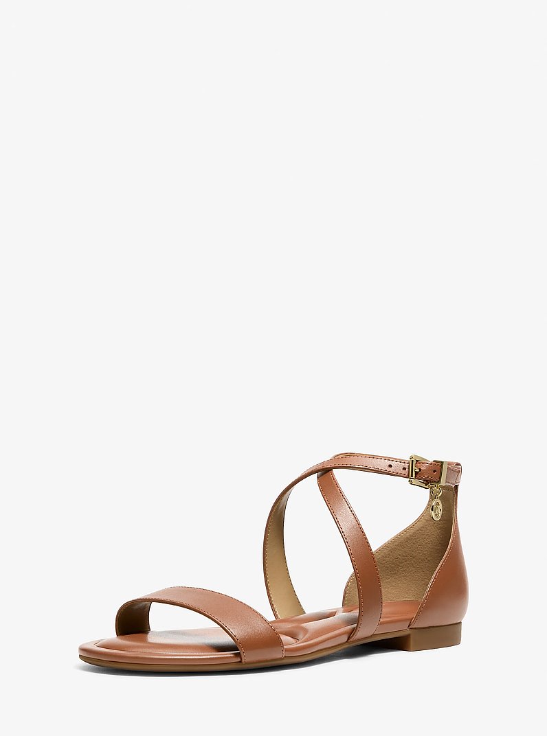 Alexa Flex Leather Sandal in LUGGAGE | Michael Kors