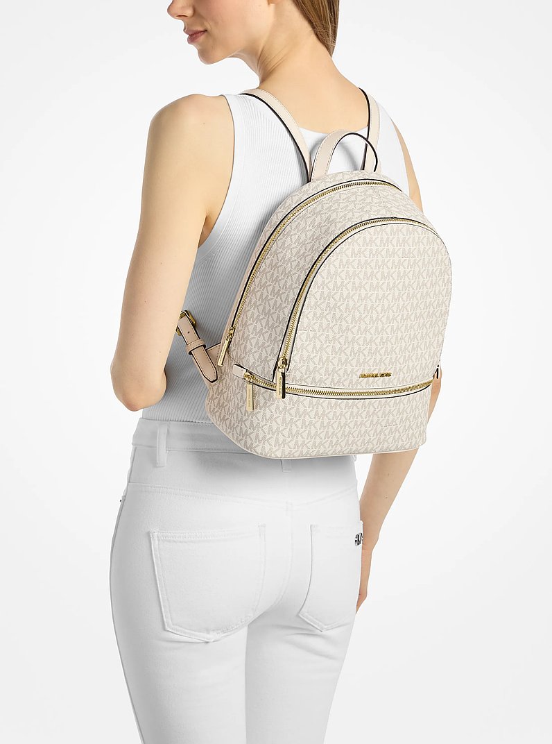 Sac &agrave; dos Rhea de taille moyenne &agrave; logo Signature in CR&Egrave;ME MULTI L&Eacute;GER | Michael Kors