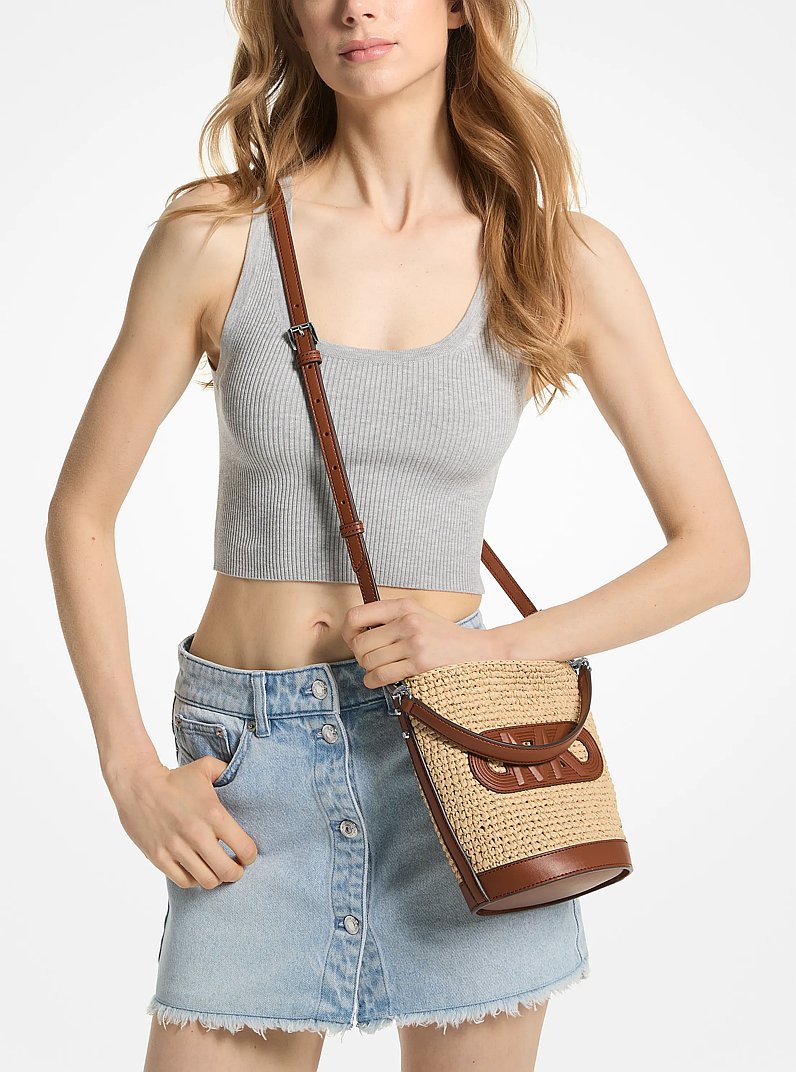 Bolso messenger Townsend peque&ntilde;o de paja in NATURAL/LUGGAGE | Michael Kors